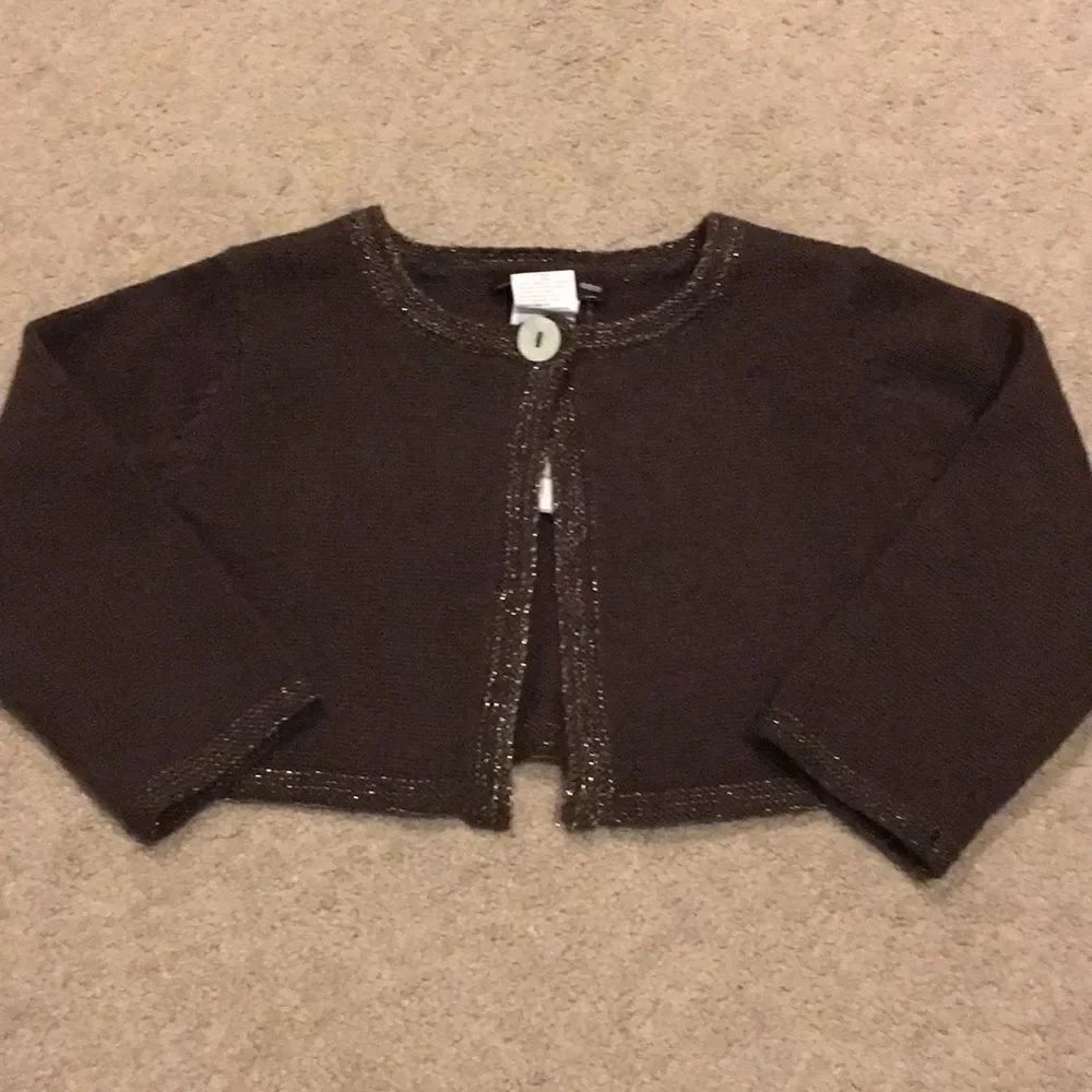 Jacadi Girls One Button Brown Cardigan Sweater